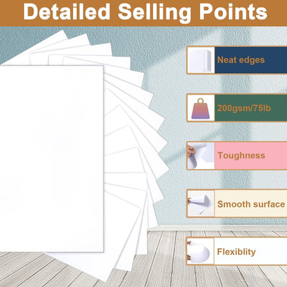Silunkia 100 Sheets White Cardstock 5 Assorted Sizes Craft Paper, 200gsm/75lb White Card Stock Certificates Paper for DIY Cards Making, Business Cards, Wedding Invitations, School Crafting, Menus