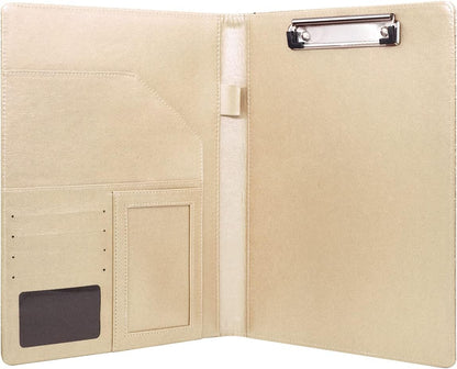 WAVEYU Resume Portfolio Folder, Padfolio Clipboard, Writing Portfolio Leather Clipboard with Cover for Legal Pad Holder Letter Size A4 for Business Conference Notepad Clip Boards, Purple