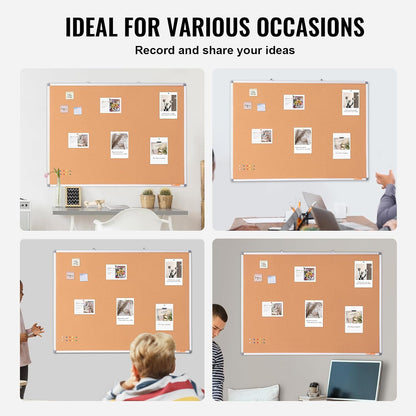 VEVOR 24 x 36 Cork Board, Large Bulletin Board with Black MDF Frame, Wall Mounted Pin Board for Office, School and Home Decor, Hanging Message Board for Pictures and Notes, 10 Push Pins Included