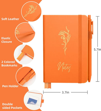 3 Pack Pocket Journaling Notebooks, A6 Small Notebook For Note Taking Journaling Notebooks Journals For Writing Mini Note Pads With Pen Holder 120 Pages 100 GSM Thick Paper(Nude, Brown, Forest Green)