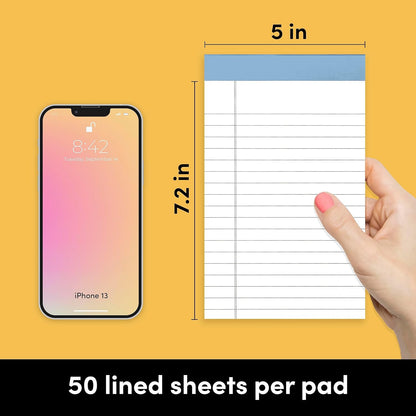PAPERAGE Lined Legal Pads, (Rainbow), 6 Pack, 50 Sheets Each, Wide/Legal Ruled, Note Pads, Paper, 5 inches x 8 inches