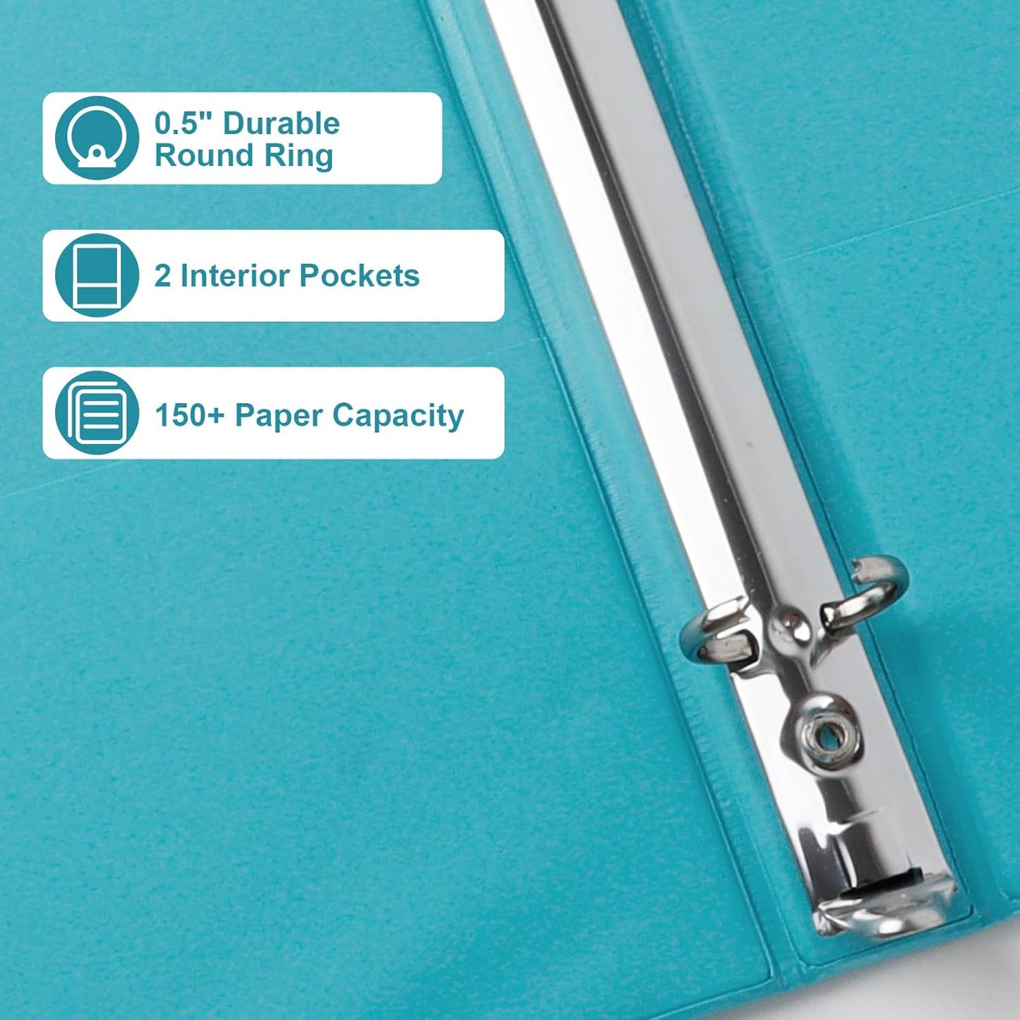 CIXILDTS 1-Inch Round Ring Binders, Standard 3 Ring Binder Fit Letter Size Paper, Presentation View Binders, 6 Packs, Assorted