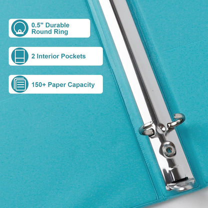 CIXILDTS 1-Inch Round Ring Binders, Standard 3 Ring Binder Fit Letter Size Paper, Presentation View Binders, 6 Packs, Assorted
