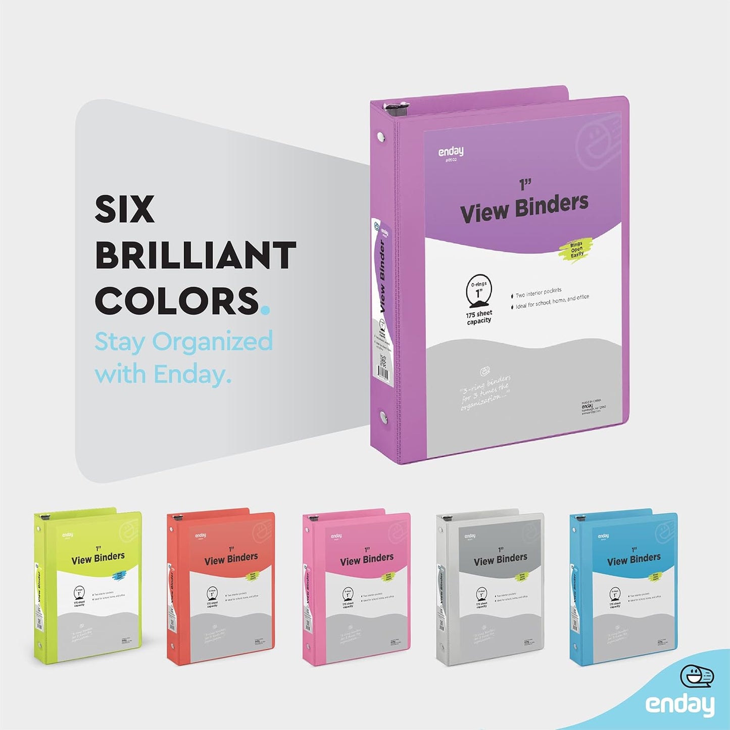 3 Inch Binder 3 Ring Binders Green, Slant D-Ring 3” Clear View Cover with 2 Inside Pockets, Heavy Duty Colored School Supplies Office and Home Binders – By Enday