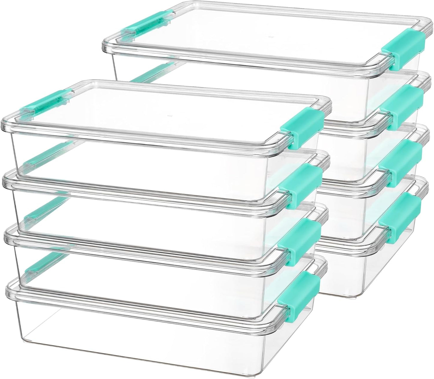 Vtopmart 6 Qt Plastic Storage Bins with Lids, Clear Sensory Bins, Arts Crafts Organizers and Storage, Stackable Containers for Home Office and School Supplies, 4 Pack