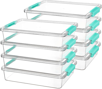Vtopmart 6 Qt Plastic Storage Bins with Lids, Clear Sensory Bins, Arts Crafts Organizers and Storage, Stackable Containers for Home Office and School Supplies, 4 Pack