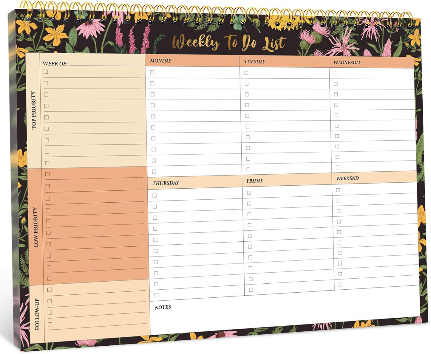 Taja Weekly To Do List Notepad with 52 Undated Sheets（8.5"×11"）- Weekly Desk Planner for Women & Man, Work and Home -1 Pack Violet Dream
