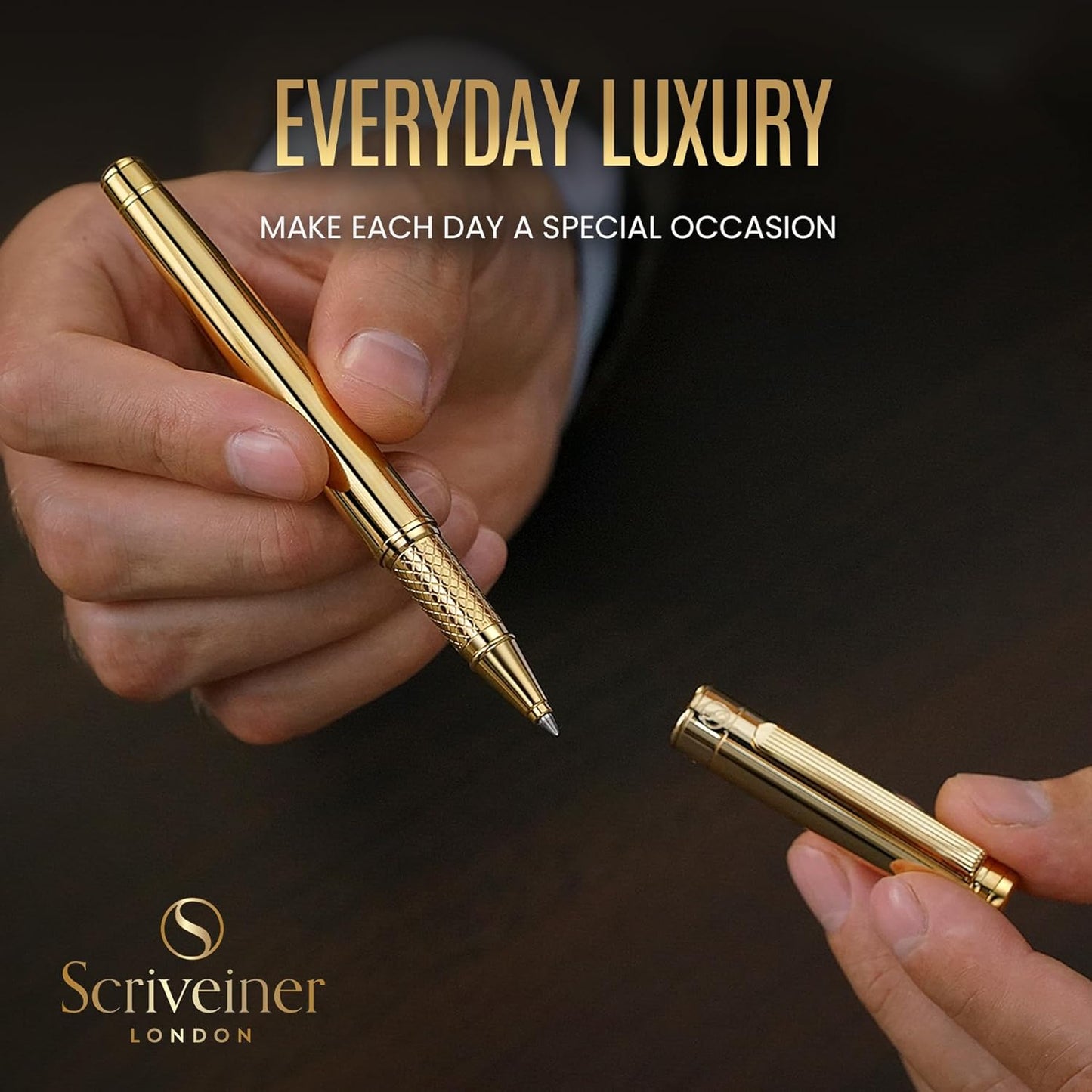 Scriveiner Midnight Blue Rollerball Pen - Stunning Blue Lacquer Luxury Pen, Chrome Finish, Schmidt Ink Refills, Men & Women, Professional, Executive Office, Nice Pen