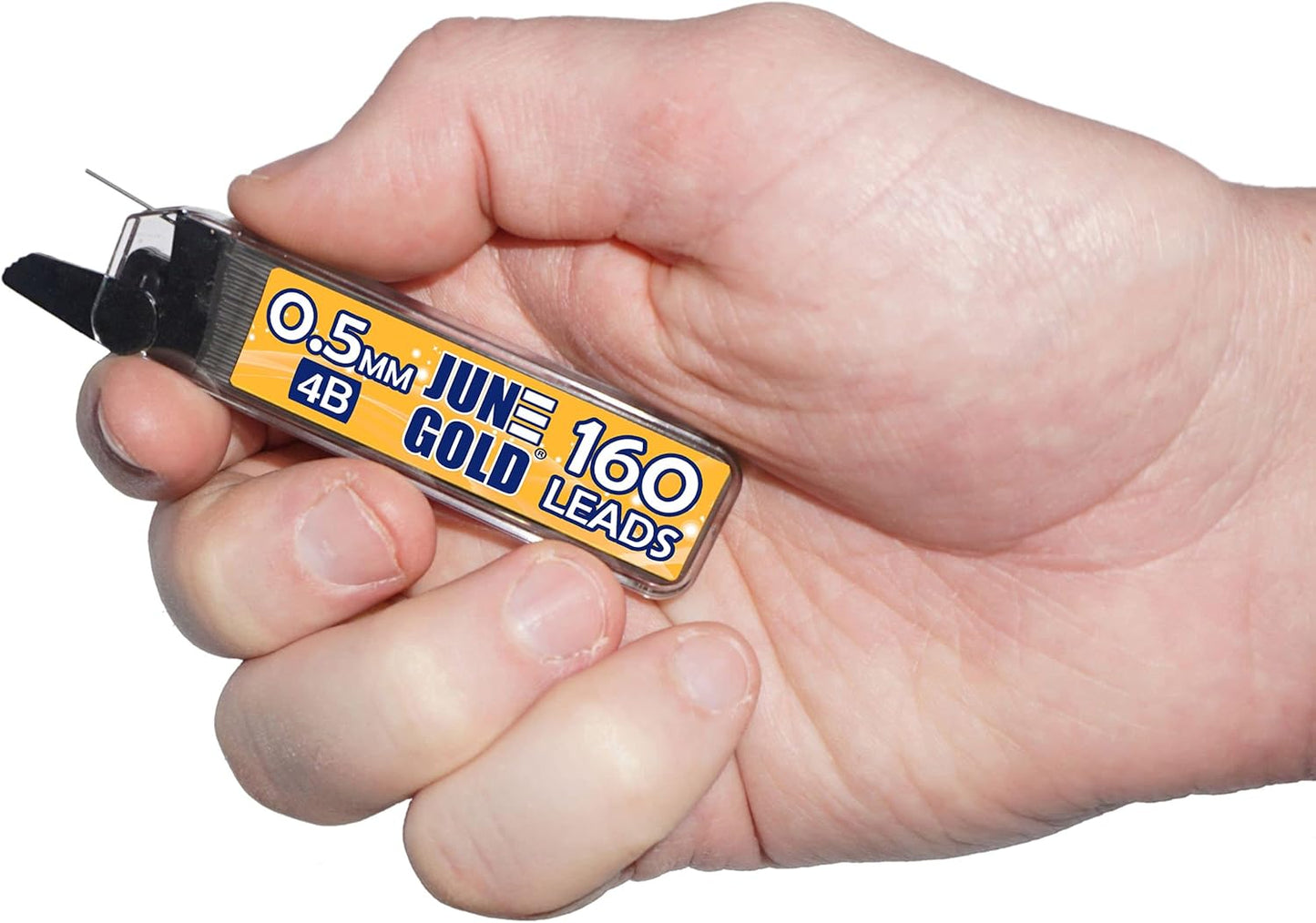June Gold 640 Pieces, 0.5 mm HB #2 Lead Refills, 160 Pieces Per Dispenser, Fine Thickness, Break Resistant Lead/Graphite (Pack of 4 Dispensers)