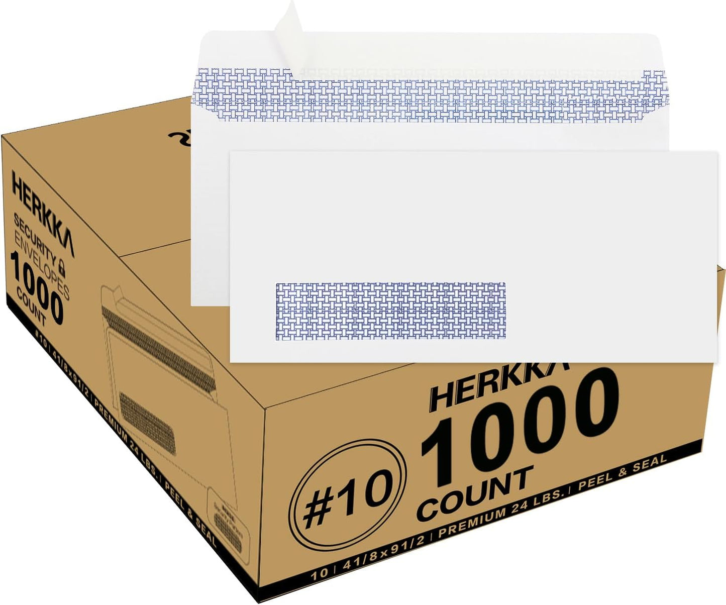 100 Pack #10 Single Left Window SELF Seal Security Envelopes, Designed for QuickBooks Invoices & Business Statements, Computer Printed Checks Peel and Seal Flap, Size 4-1/8 x 9-1/2 Inches, 24 LB
