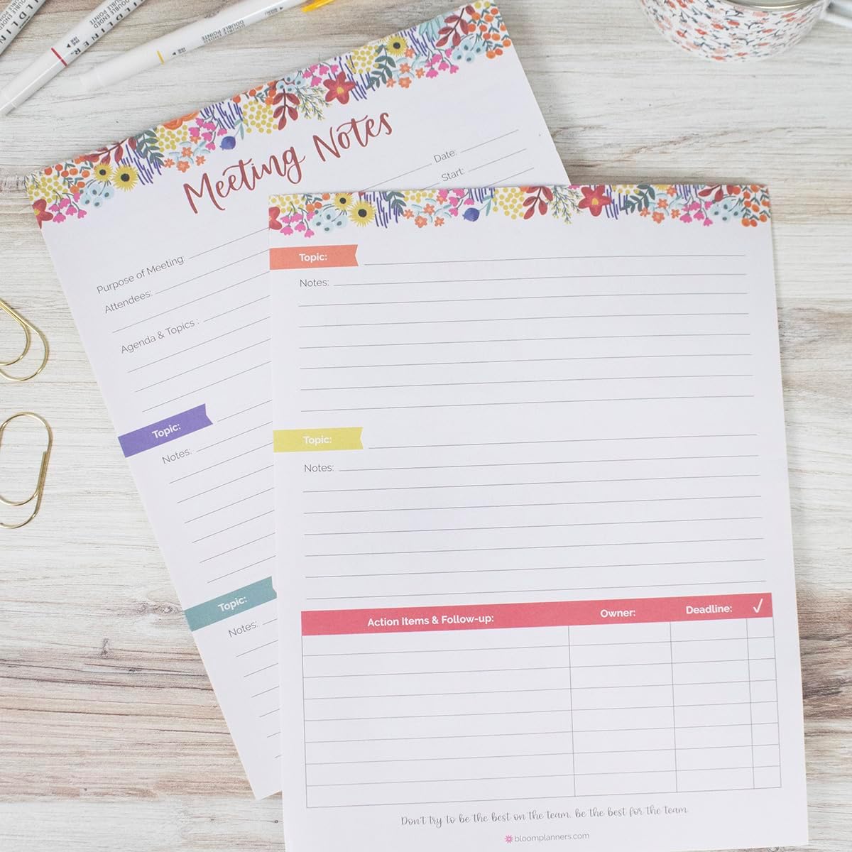 bloom daily planners Horizontal Weekly Tear-Off To Do List Planning Pad - Undated Notepad Organizer & Healthy Habit Tracker - 8.5” x 11” - Floral