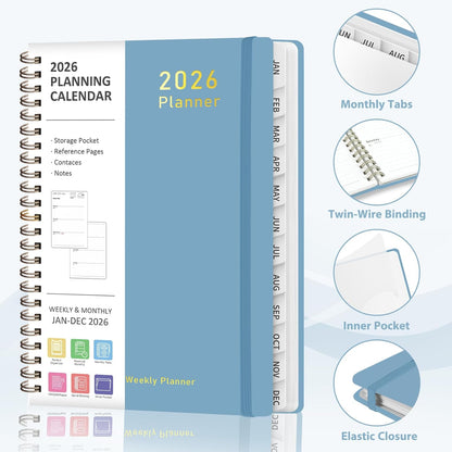 Planner 2026-2027, Weekly and Monthly Academic Year Calendar Planner, July 2026 - June 2027, Daily Agenda Book for Office School Supplies, A5(6.3'' x 8.5'')