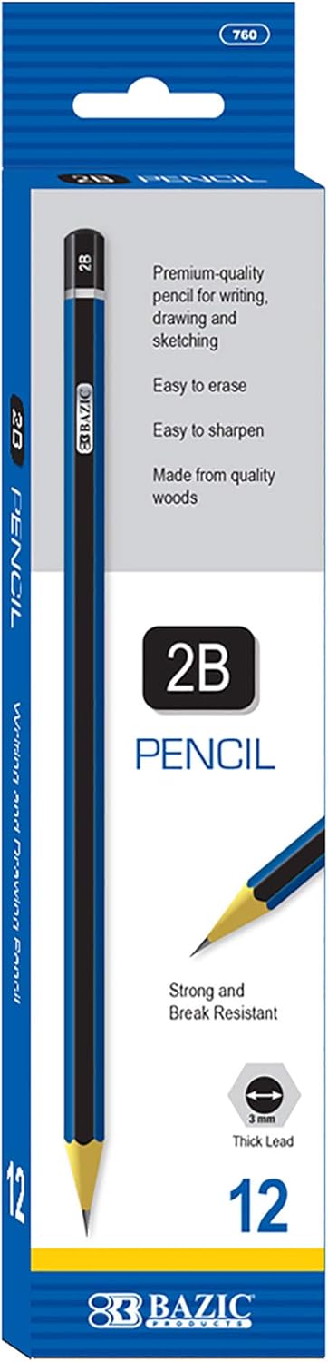 BAZIC #2B Premium Wood Pencil, Blue, 12 Per Pack (760-24P)