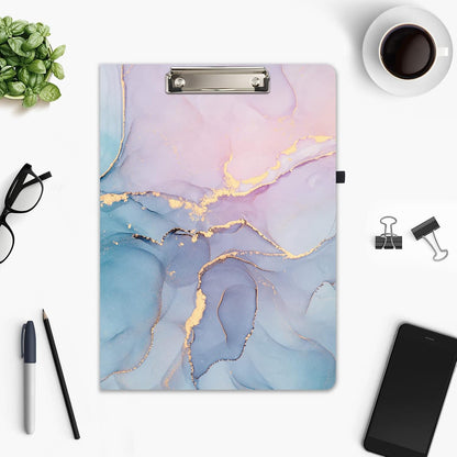 Hongri Clipboard Folio with Refillable Lined Notepad and Interior Storage Pocket for Students, Classroom, Office, Women, Man, Cute Custom Pattern, Size 12.8 x 9.2 in, Classic Flower