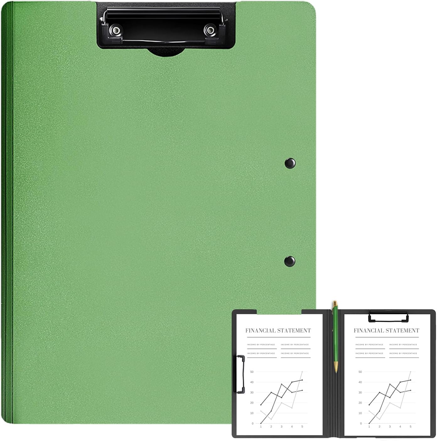 Clipboard Folder, A4 Foldable Clipboards, Office Clipboard Folder with Double Clips Metal Clip, 360 Degree Foldable Storage Clipboards for Office, School or Medical Field, Blue
