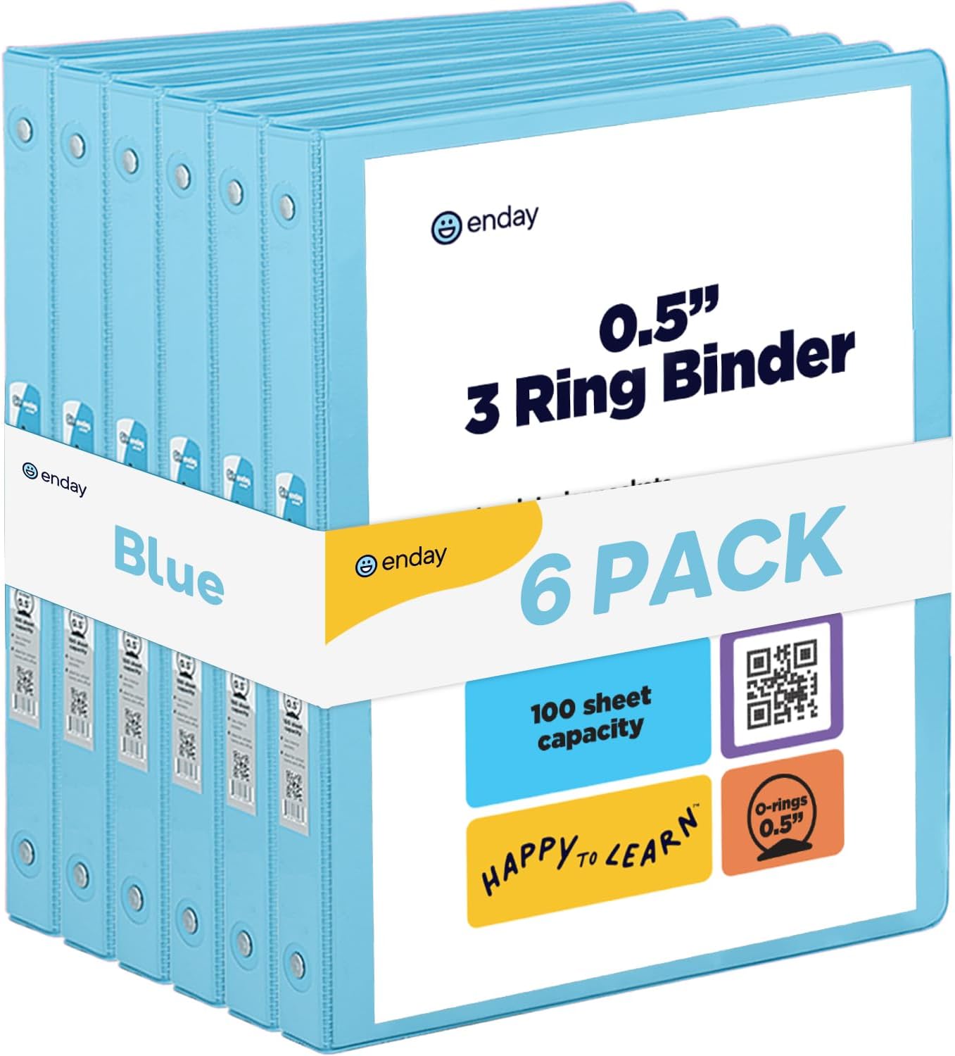 Enday 1 Inch Binder (6 Pack - Grey) 3 Ring Binder 1 inch with Clear View Cover and 2 Inside Pocket - for Letter Size 8.5 x 11'' Paper, Ideal for School Supplies, Office, and Home