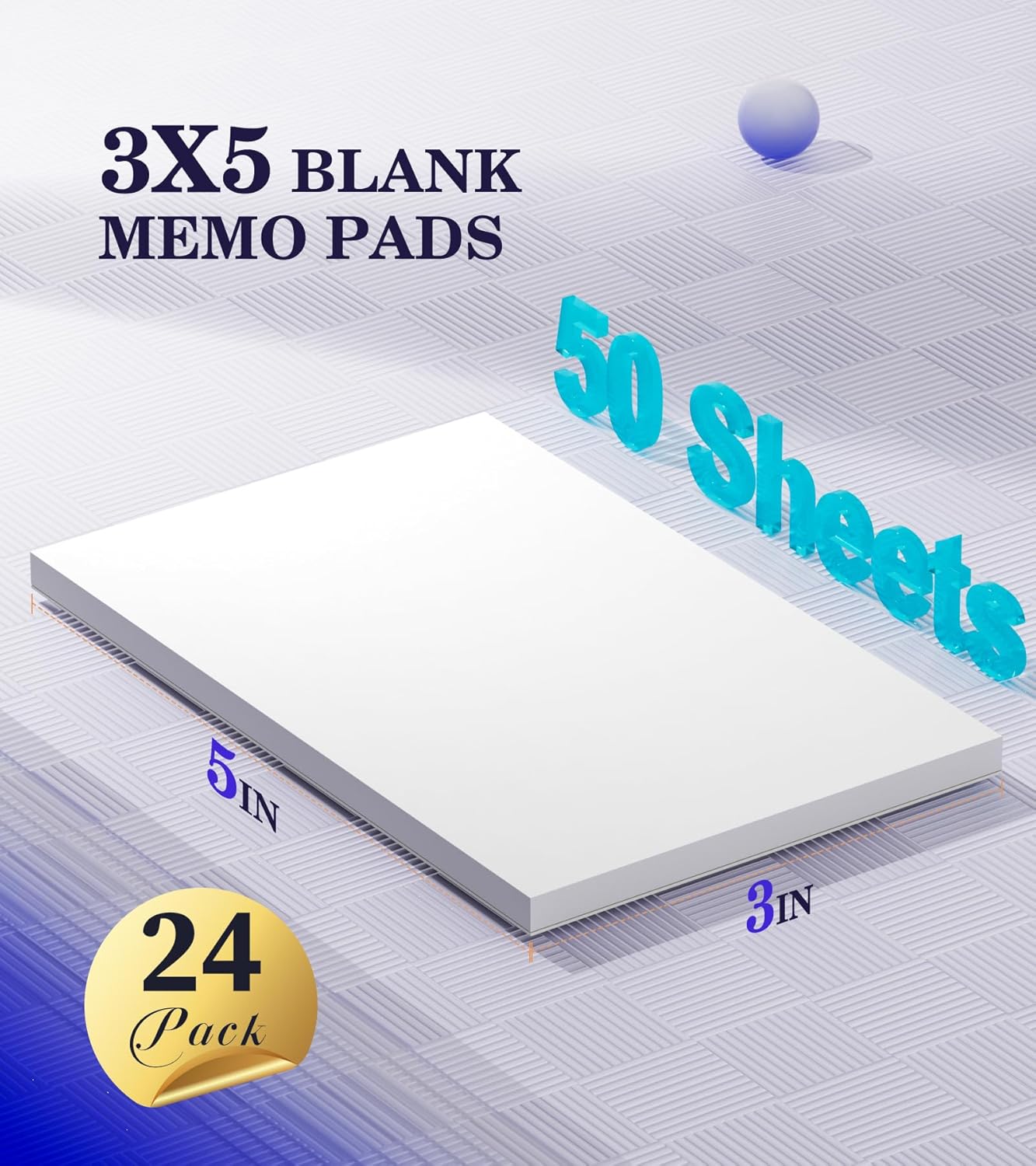 Notepads 3x5, 6 Pack Small Note Pads, Server Note Pad, Scratch Pads 3x5, Memo Pads White Paper, 50 Sheets per Blank Note pads 3''x5'', Small Writing Pads Pocket Notepads for Office School Home Supplies