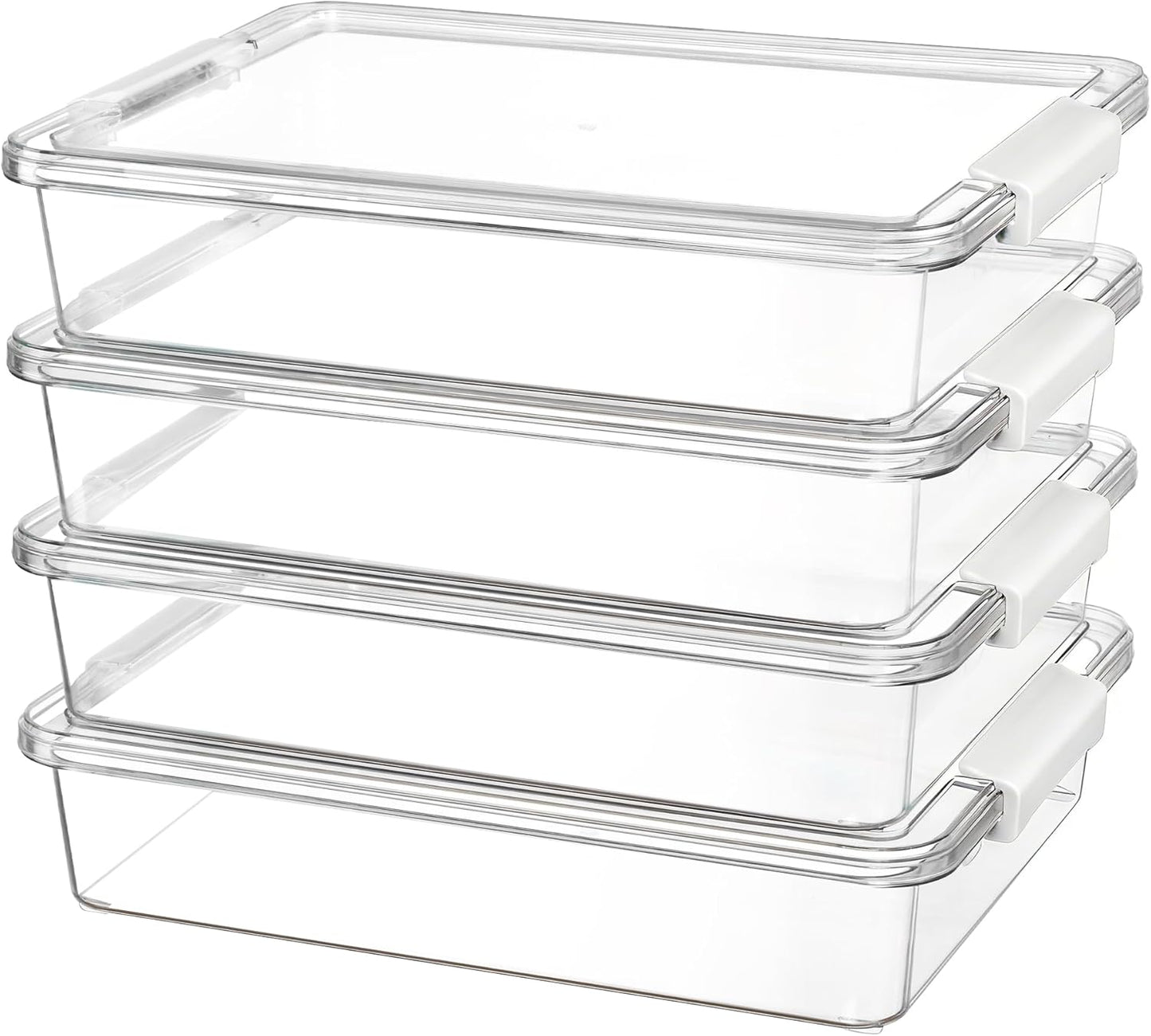 Vtopmart 6 Qt Plastic Storage Bins with Lids, Clear Sensory Bins, Arts Crafts Organizers and Storage, Stackable Containers for Home Office and School Supplies, 4 Pack