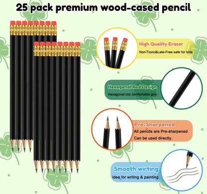 Adhere 25pcs Woodcase Pencils with Eraser Premium Pre-Sharpened Hexagon Graphite 2B pencils ideal for home, office writing including a Free Sharpener(Pink・25pcs)