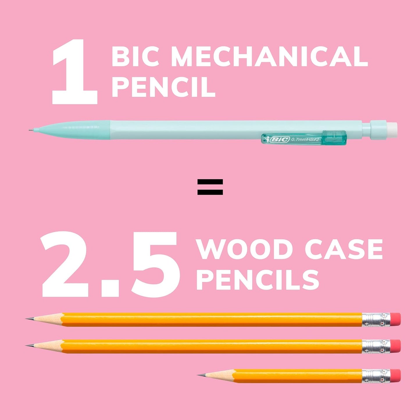 BIC Xtra-Sparkle Number 2 Mechanical Pencils With Erasers, Medium Point (0.7mm), 24-Count Pack, Mechanical Pencils for School Supplies