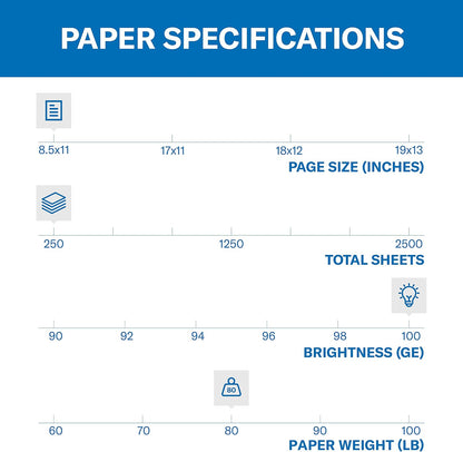 Hammermill Cardstock, Premium Color Copy, 80 lb, 8.5 x 11 - 1 Pack (250 Sheets) - 100 Bright, Made in the USA Card Stock, 120023R, White
