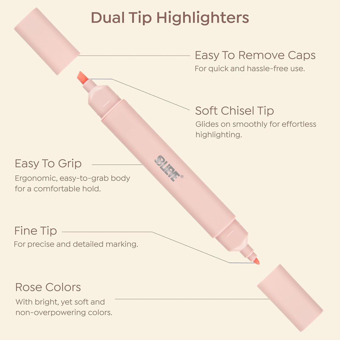 BLIEVE Aesthetic Cute Highlighters No Bleed Through, Dual Tip 8 Pack, Pastel Colors For Bible & Journaling