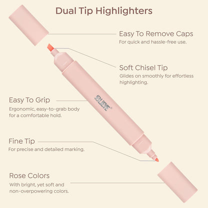 BLIEVE Aesthetic Cute Highlighters No Bleed Through, Dual Tip 8 Pack, Pastel Colors For Bible & Journaling