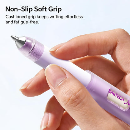 WRITECH Morph Extendable Gel Pens: 0.7mm Medium Point Black Ink Pocket-to-Full-Size Design Translucent Soft Grip Barrel Includes 2 Pens and 2 Refills Dual-Length Pocket Pen 4.6" to 6.1"