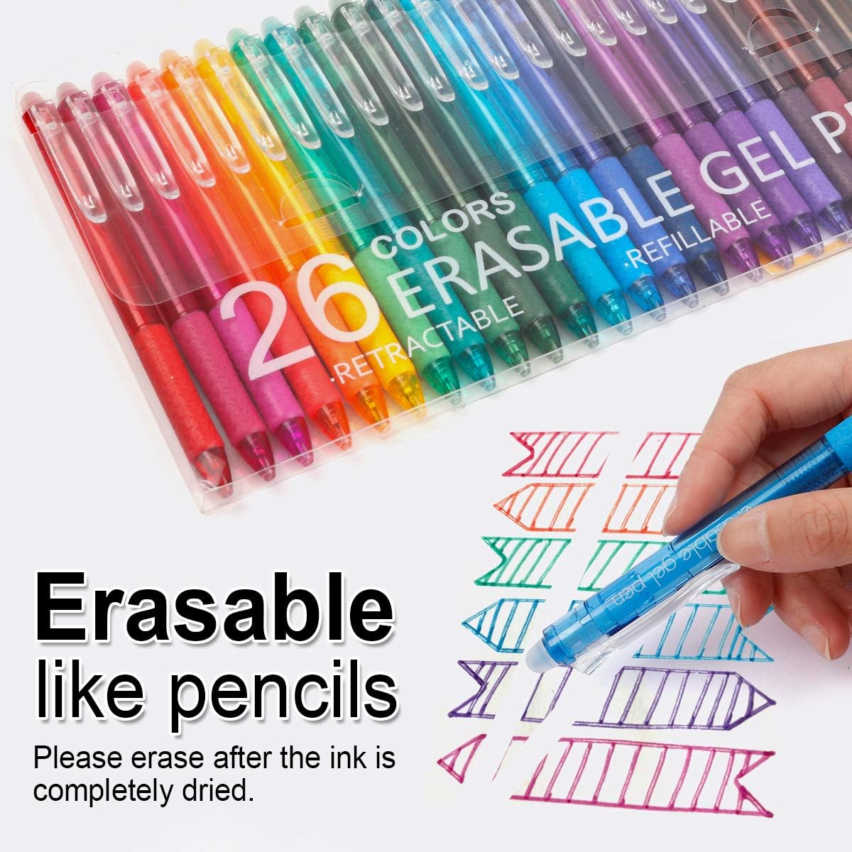 Vanstek 15 Colors Retractable Erasable Gel Pens Clicker, Fine Point(0.7), Make Mistakes Disappear, Premium Comfort Grip for Drawing Writing Planner and School Supplies