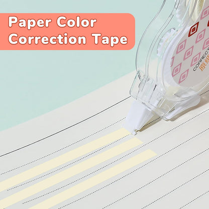 Temiary 5 Pcs Aesthetic Beige Correction Tape, Smooth Glide Quick Dry Tapes for Instant Corrections, Easy to Use White Tape Out Applicator Set for Office Note Taking, Journaling (Plaid Patterns)