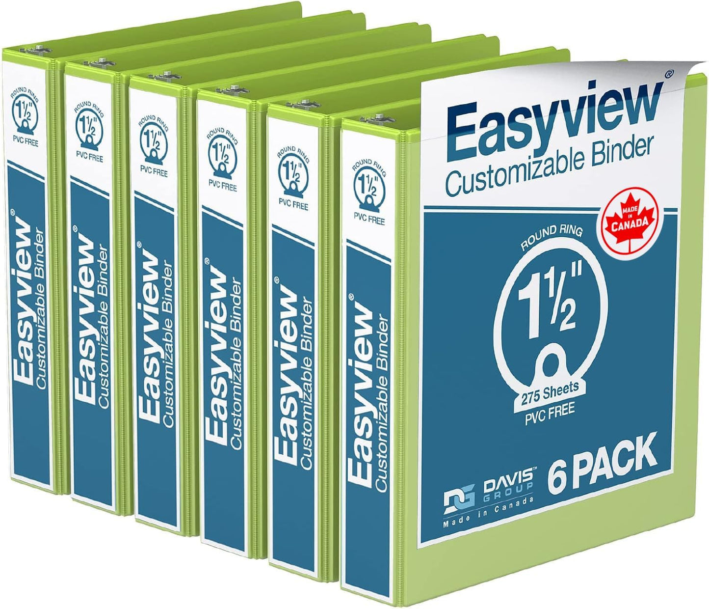 Easyview Premium 3-Ring Binders with Clear-View Covers and Round Rings, Binders for School or Office, 1 Inch, Pack of 6, Navy Blue
