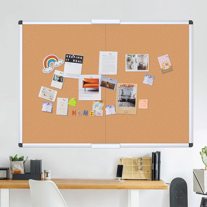 VIZ-PRO Cork Notice Board Bulletin Board, 96 X 48 Inches, Pack of 2, Silver Aluminium Frame