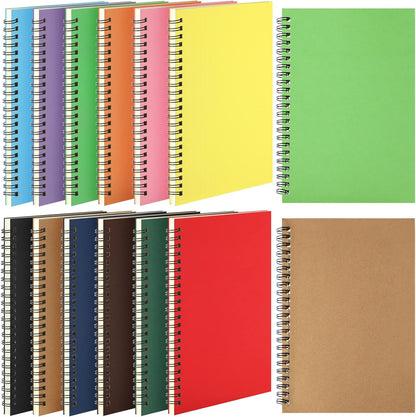 Leelosp 12 Pack Small Spiral Notebook Lined Spiral Journal College Ruled Notebook Wire Bound Kraft Cover, 120 Pages for Work (Multicolor,5.5 x 8.3 Inch)
