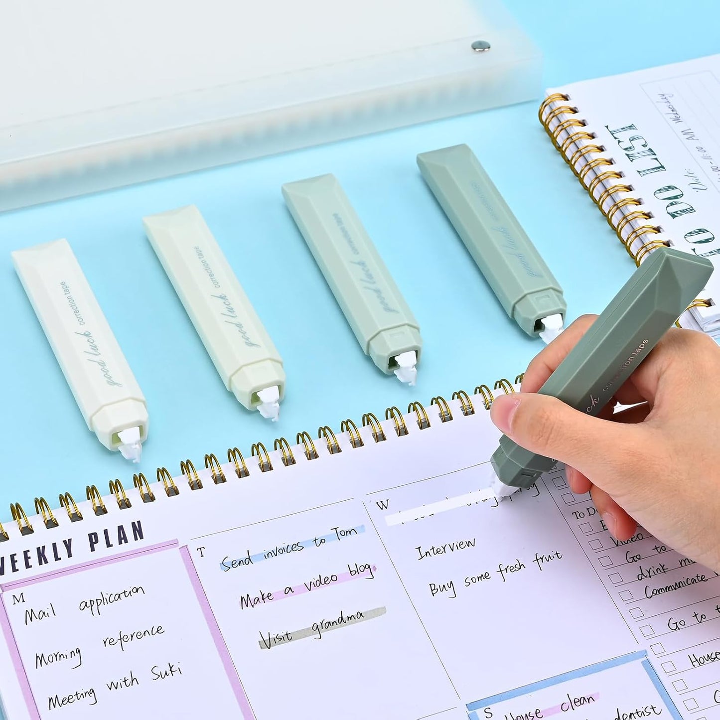 Temiary 5 Pcs White Correction Tapes, Aesthetic Correction Tape Pens Smooth Pull Out, Easy to Use Pen Shaped Applicator for Students School Office Supplies (Purple)
