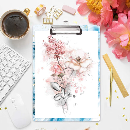 WAVEYU Fashion Cute Clipboard, Decorative Office Hardboard Wood Nursing Clip Board for Standard A4 Letter Size for Students, Women, Men, 12.5"x 9", Black+White02