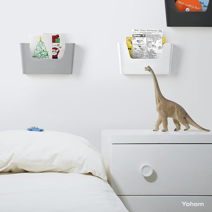 YOHOM No Drilling File Holder Wall Mails Magazines Organizer Adhesive Door Mount, Single Pocket(WHITE, 1 PCS)
