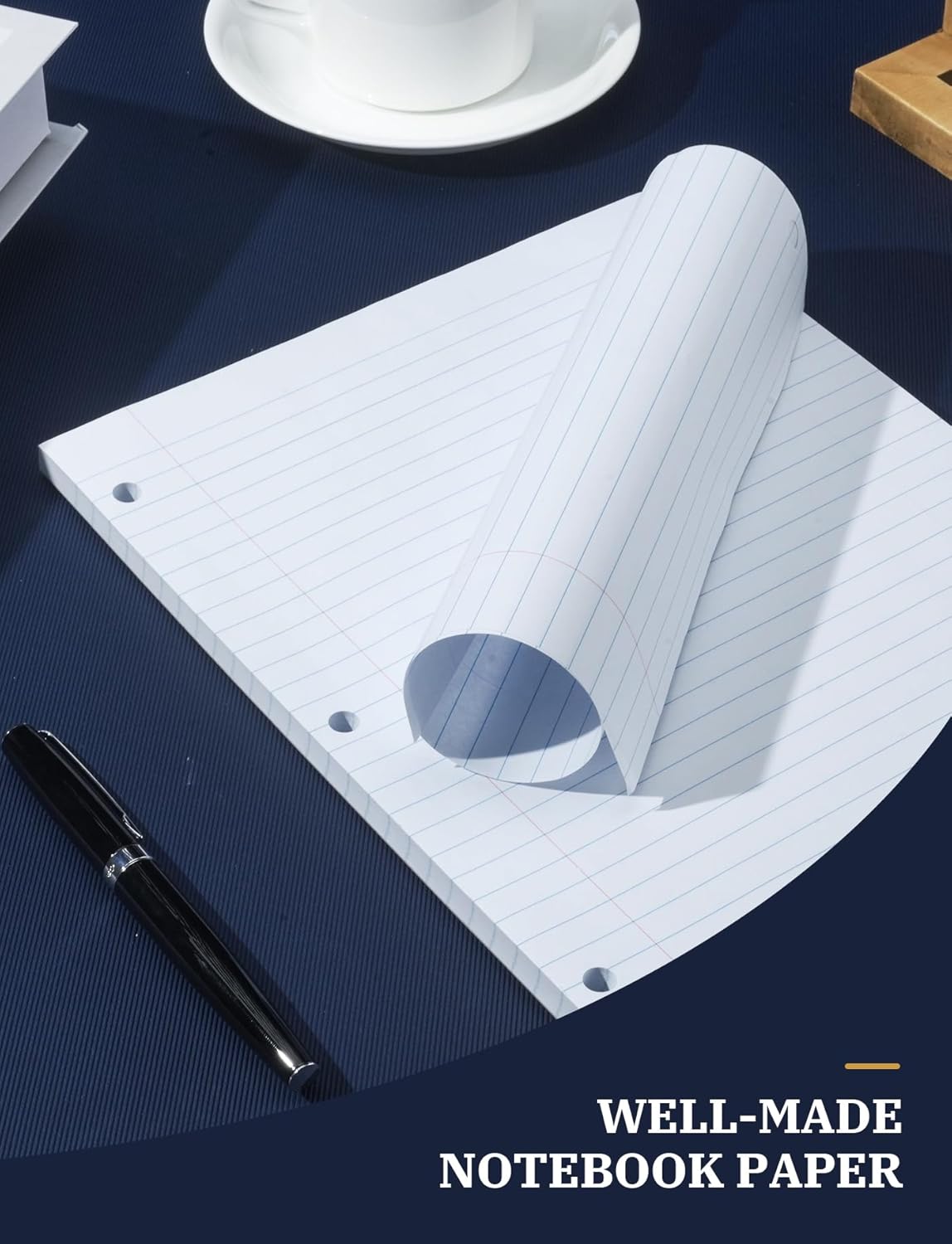 Loose Leaf Paper, 300 Sheets Filler Notebook Paper, 3-Hole Punched Binder Papers 8-1/2 x 11 In, Wide Ruled Lined Paper 8.5 x 11 for 3 Ring Binder, White, 3 Pack, 100 Sheets/Pad