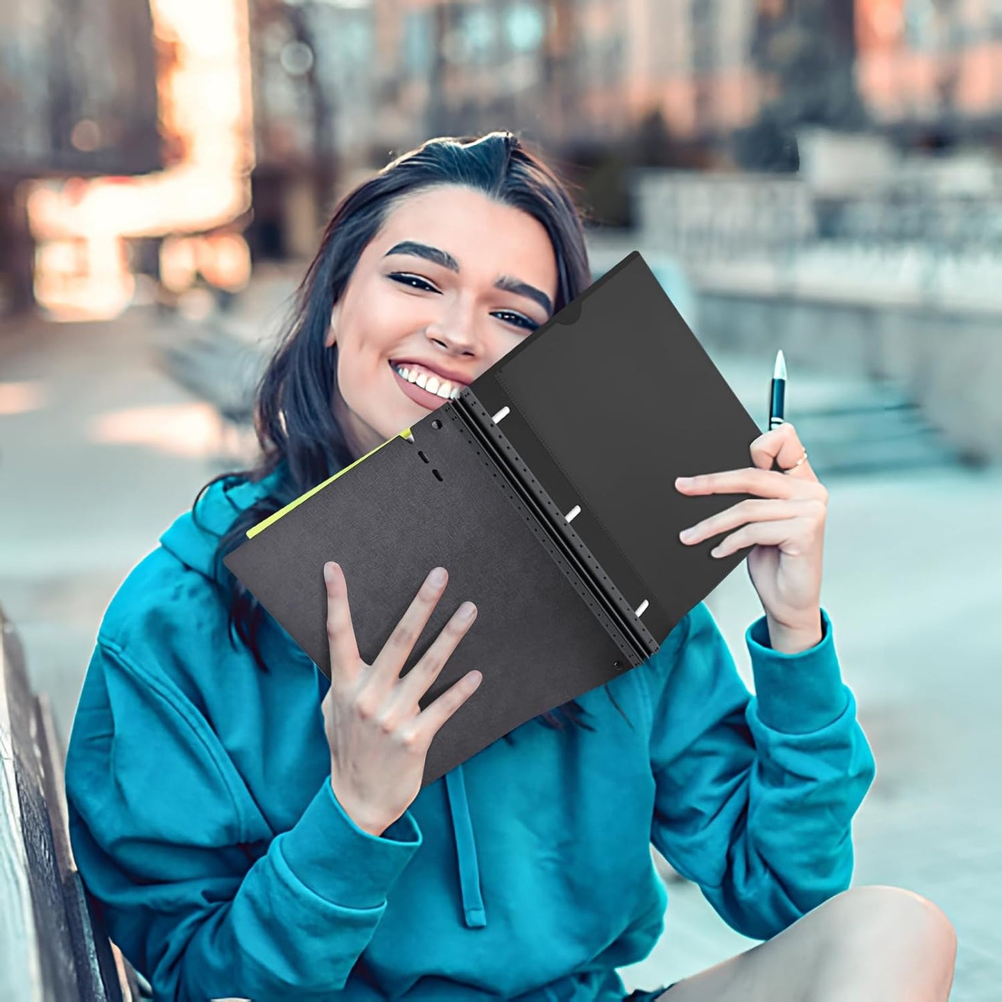 INFUN Telescoping 3 Ring Binder - 4PCS, Portable Plastic 3 Ring Binder with Telescoping Spine, Binders with Foldable Front Cover Holds 8.5"x11" Paper for School, Office, Homes