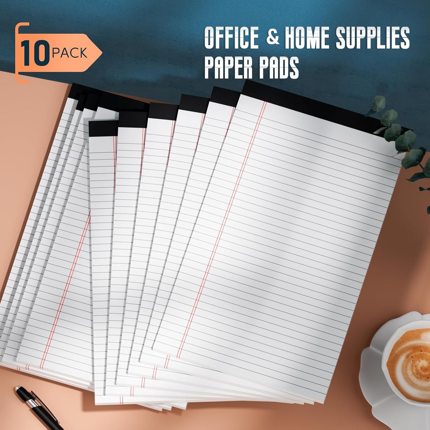 Legal Pads 8.5 x 14 Note Pads, 6 Pack Writing Pads Wide Ruled Notepads, Micro Perforated Notepad, Double-Side Printed Lined Paper Pads 30 Sheets per Notepad, White Legal Pads for Home, Office, School