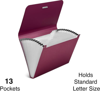 Staples Reinforced Expanding File, 13‑Pocket Accordion Organizer, Letter Size, Heavy‑Duty Poly Construction, Black
