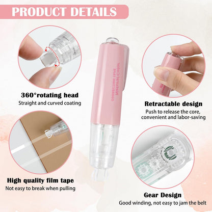 5pcs White Out Correction Tape with 5pcs Replacement Whiteout Tape, Retractable Correction Tape for School, Mini Cute Refillable White Out Tape Pens for Office Note Taking Supplies