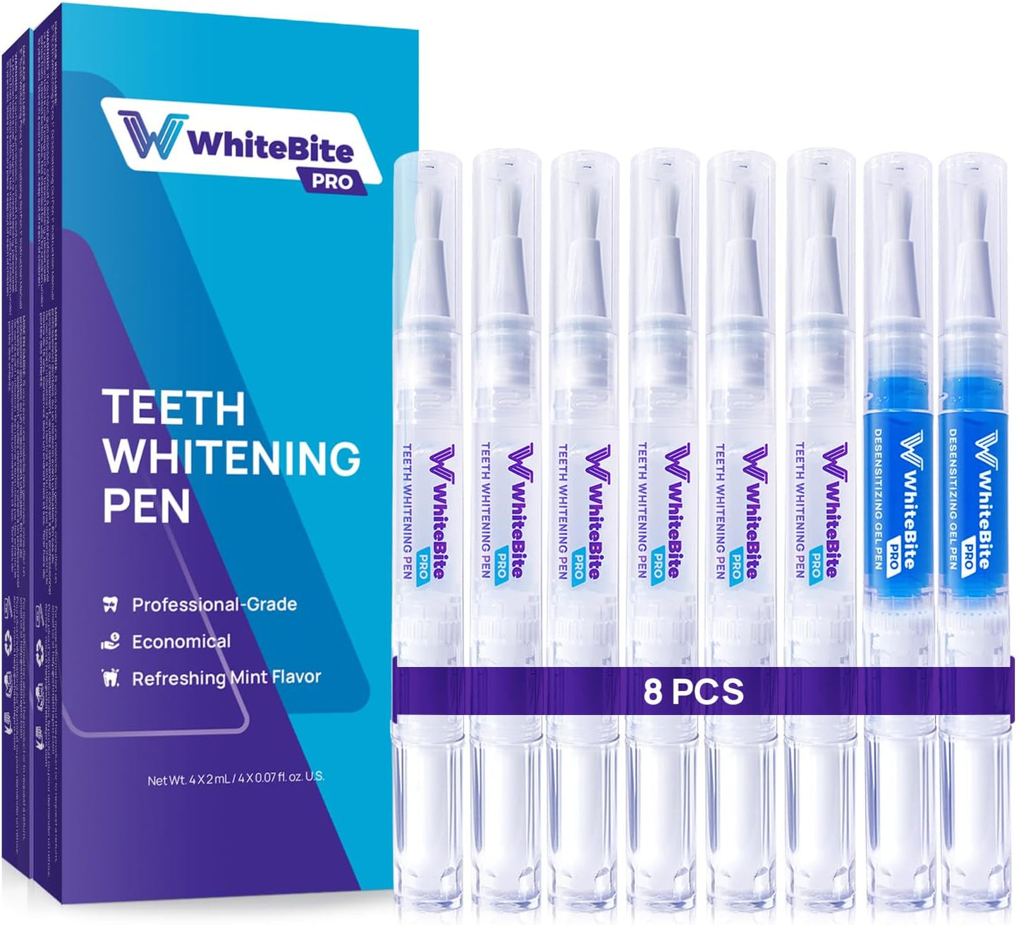 WhiteBite Pro Teeth Whitening Pens for Sensitive Teeth (4 Pens) – 35% Carbamide Peroxide Gel, Desensitizing Gel – Fast Whitening, Enamel-Safe, Travel-Friendly