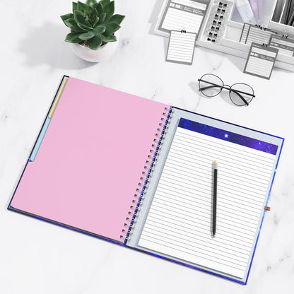 Rimilak Spiral Clipboards Folio with Refillable Lined Notepad, 14.5 x 9.8 In, Hardcover Cover with 5 Interior Pockets, Elastic Band and Pen Loop Series. Cute Stylish Clipfolio, Daisy Flower