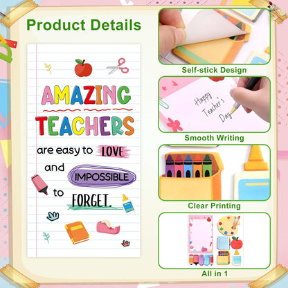 Ceiba Tree Teacher Sticky Notes Set Self-Stick Memo Pads Page Markers Thank You Teachers Giftd for Appreciation Week End of Year