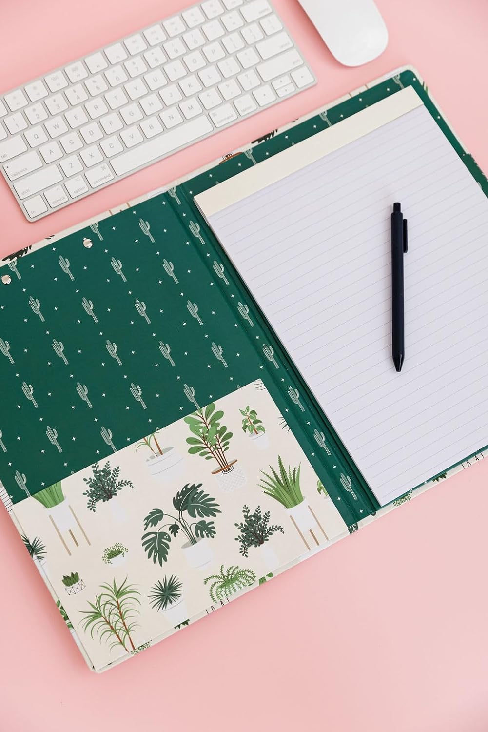 Steel Mill & Co Cute Clipboard Folio with Refillable Lined Notepad and Interior Storage Pocket, Floral Padfolio for Work, Garden Blooms Cream