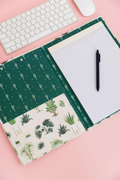 Steel Mill & Co Cute Clipboard Folio with Refillable Lined Notepad and Interior Storage Pocket, Floral Padfolio for Work, Garden Blooms Cream