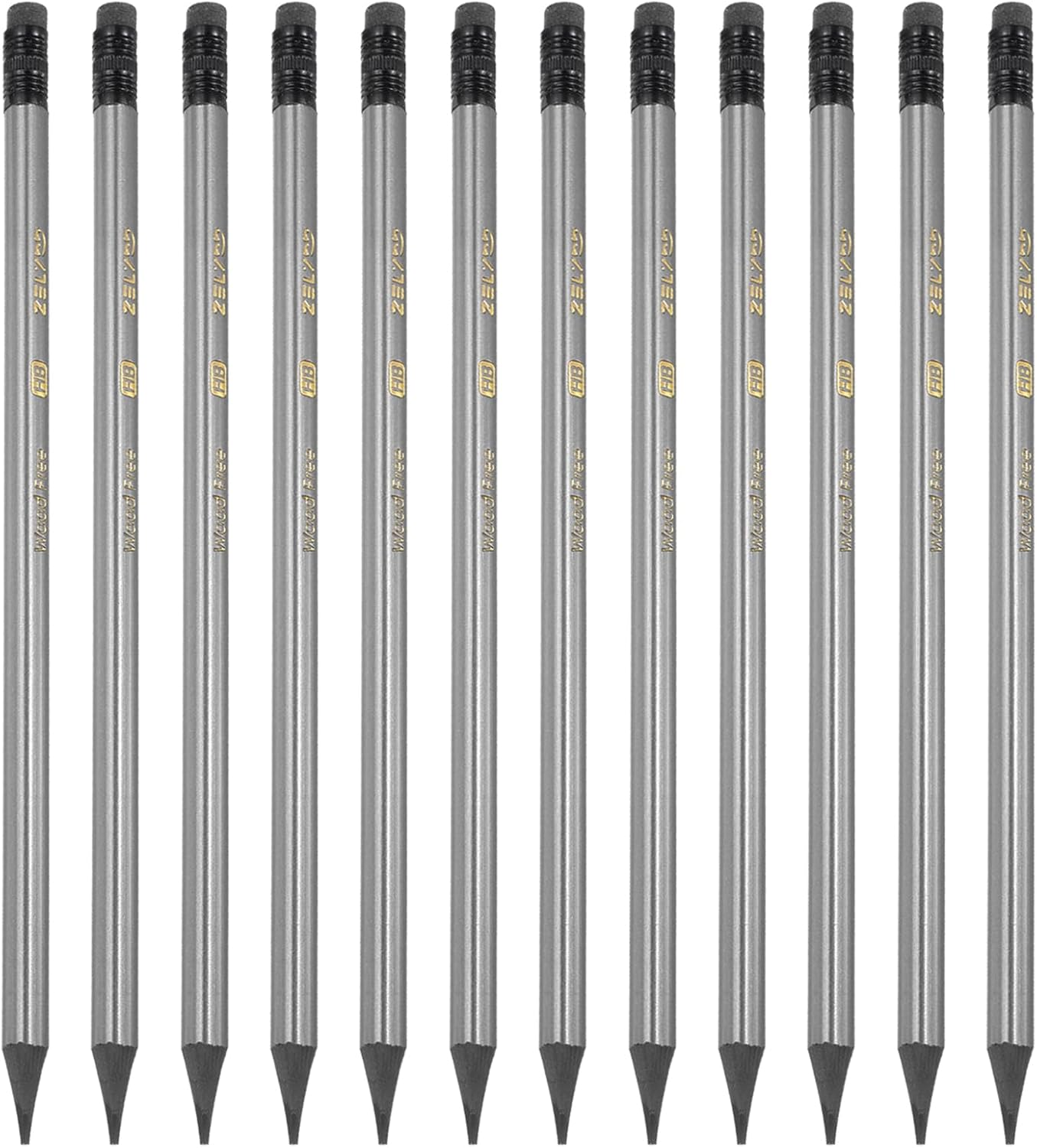 PATIKIL Round Pencils, 12 Pcs HB Graphite Pencil Wooden Pencils with Eraser for Classroom Office Writing Drawing Supplies, Green Black