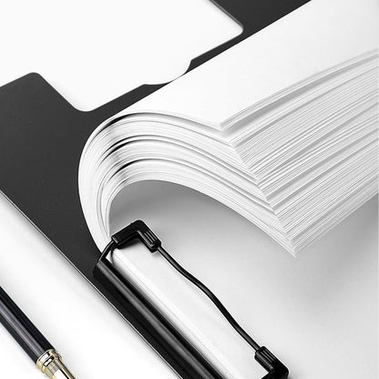 VANRA Clipboard Folder A4 File Cover Clipboards with Double Metal Clips, Plastic Foldable Binder Clipboard with Pen Holder for Office School Classroom (Black)