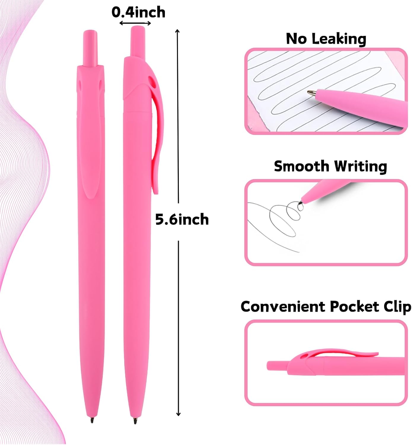 BallPoint Pens, 50 Pack (BLACK Ink),Bulk Pens, Black Barrel,Click Pens for Office Home and School, Retractable Ballpoint Pens, Medium Point, 1.00MM (Black)