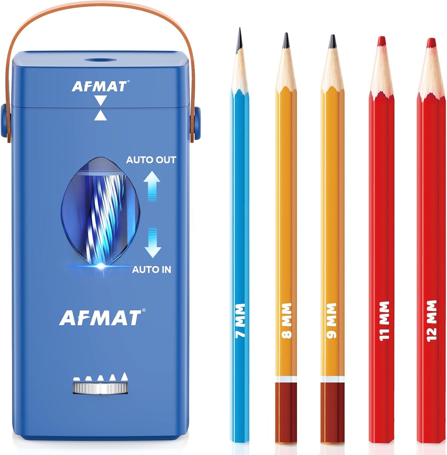 AFMAT Electric Pencil Sharpener, Rechargeable & Cordless, Fully Automatic Pencil Sharpener for Classroom, Auto in & Out, 5 Sharpness Modes, Heavy Duty Sharpeners for 6-12mm No.2/Jumbo Pencils PSC7